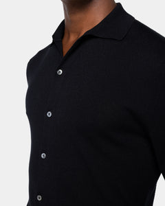 Black Long Sleeved Shirt Knitwear in Organic Cotton Mulberry Silk | Filatori