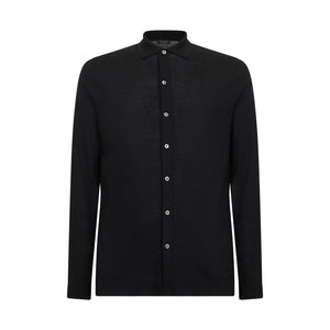 Black Long Sleeved Shirt Knitwear in Organic Cotton Mulberry Silk | Filatori