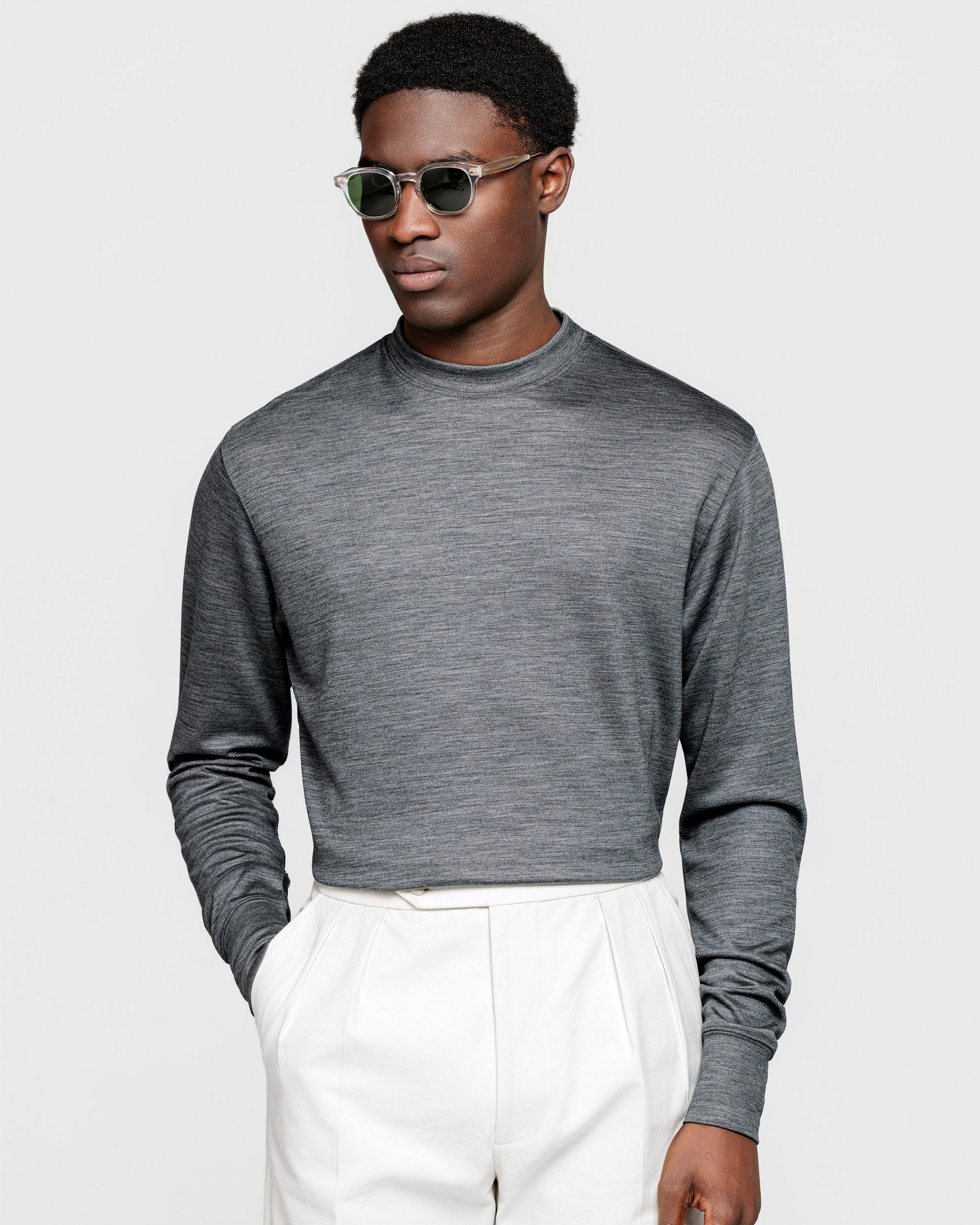 Felpa girocollo Grigia Lana Super 140's | Filatori