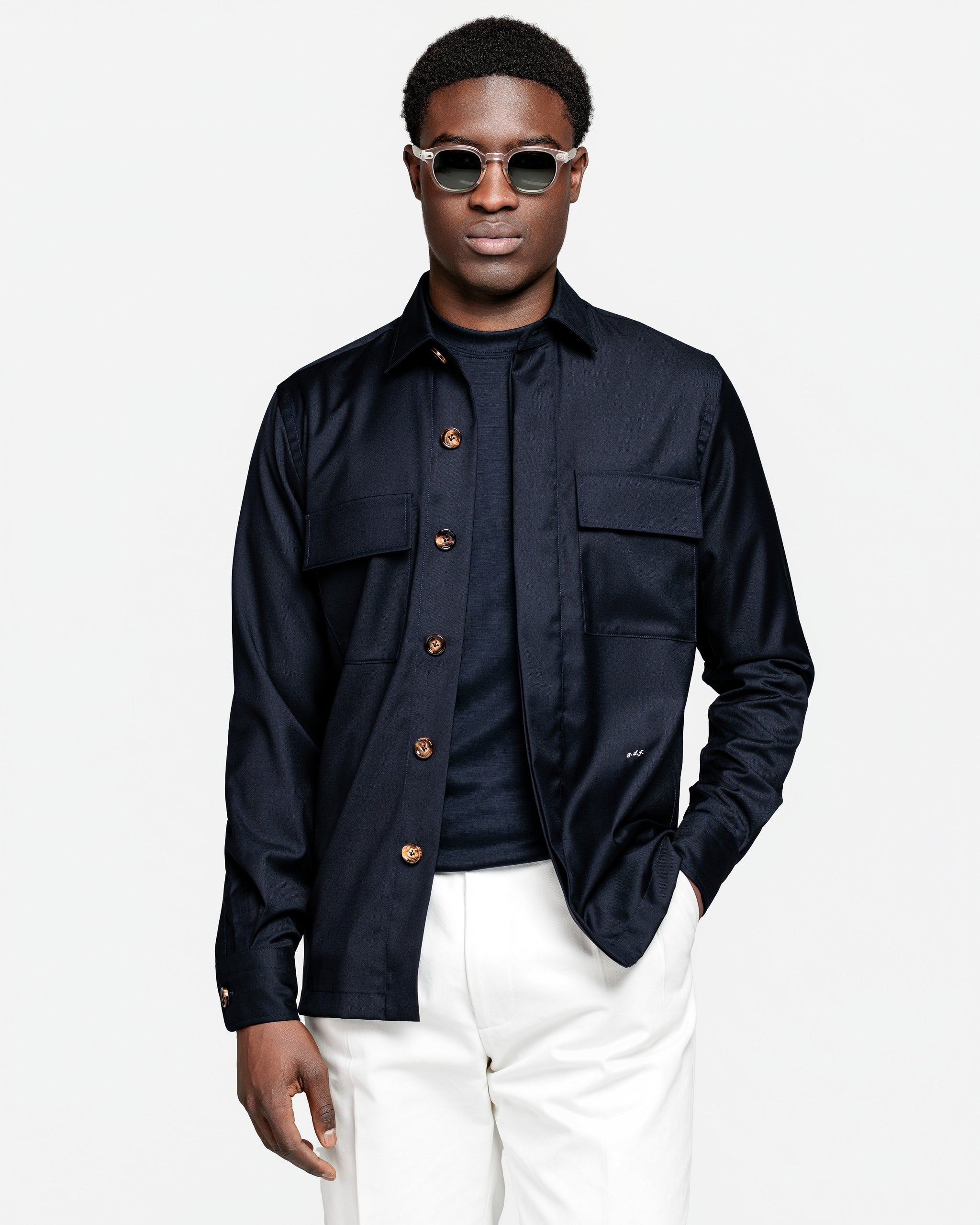 Overshirt tinta unita Blu Fresco Lana Super 150's | Filatori