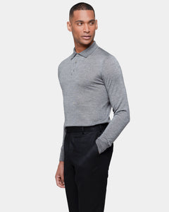 Grey Long Sleeved Polo Knitwear in Cashmere Mulberry Silk | Filatori