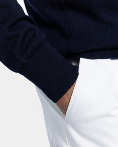 Maglia manica lunga Polo tinta unita Blu Cashmere Seta | Filatori