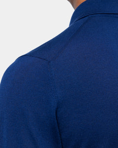 Maglia manica lunga Polo tinta unita Blu Marino Cotone biologico e Seta Mulberry | Filatori