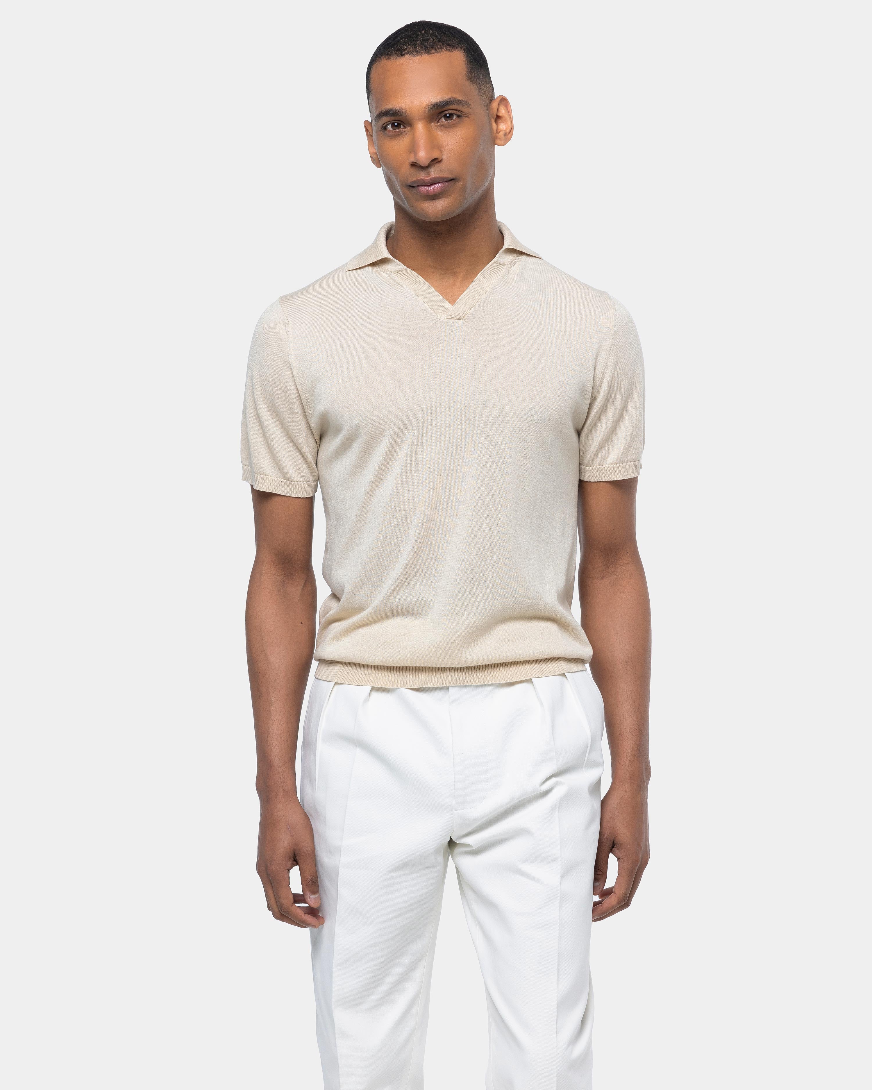 【AULAREE】silk knit short polo 半袖ニット1 AULAREE】silk knit short polo 半袖ニット1
