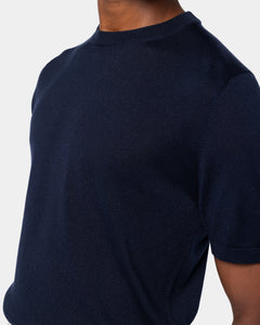 Blue Short Sleeve Crewneck Knitwear in Organic Cotton Mulberry Silk | Filatori