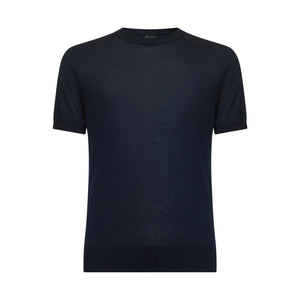 Blue Short Sleeve Crewneck Knitwear in Organic Cotton Mulberry Silk | Filatori