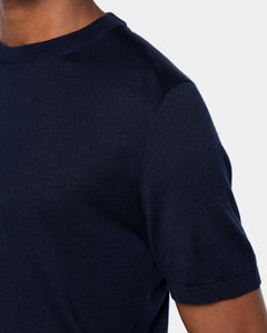 Blue Short Sleeve Crewneck Knitwear in Organic Cotton Mulberry Silk | Filatori