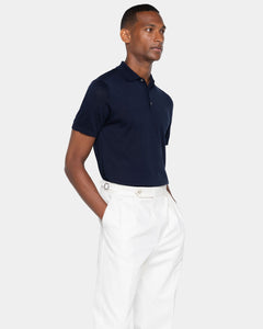 Blue Short Sleeve Polo Knitwear in Organic Cotton Mulberry Silk | Filatori