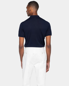 Blue Short Sleeve Polo Knitwear in Organic Cotton Mulberry Silk | Filatori