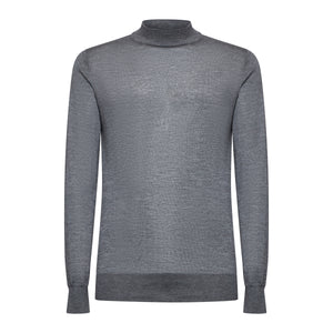 Grey Long Sleeved Highneck Knitwear in Cashmere Mulberry Silk | Filatori