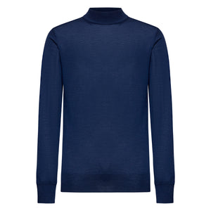 Maglia manica lunga Lupetto tinta unita Blu Lana Seta | Filatori