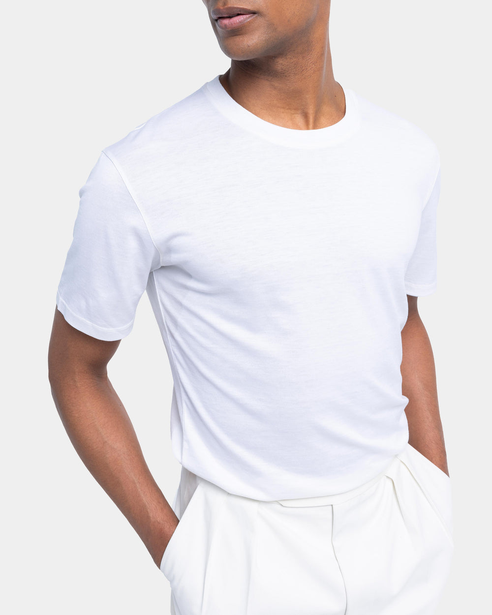 Men white soft short sleeve t-shirt 100% silk cotton jersey Filatori