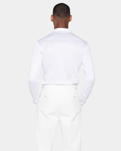 White Long Sleeve Buttonless Polo 100% Egyptian Cotton | Filatori