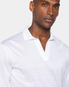 White Long Sleeve Buttonless Polo 100% Egyptian Cotton | Filatori