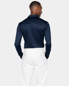 Blue Long Sleeve Buttonless Polo 100% Egyptian Cotton | Filatori