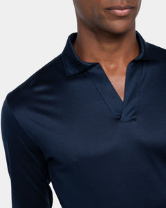 Blue Long Sleeve Buttonless Polo 100% Egyptian Cotton | Filatori