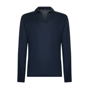 Blue Long Sleeve Buttonless Polo 100% Egyptian Cotton | Filatori