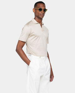 Sand Short Sleeve Buttonless Polo 100% Egyptian Cotton | Filatori