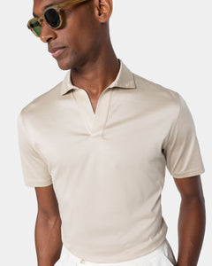 Sand Short Sleeve Buttonless Polo 100% Egyptian Cotton | Filatori