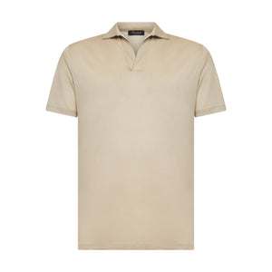 Sand Short Sleeve Buttonless Polo 100% Egyptian Cotton | Filatori