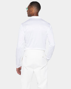 Polo mezza zip manica lunga tinta unita Bianca 100% Cotone egiziano | Filatori