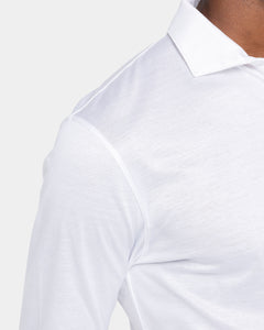 Polo mezza zip manica lunga tinta unita Bianca 100% Cotone egiziano | Filatori