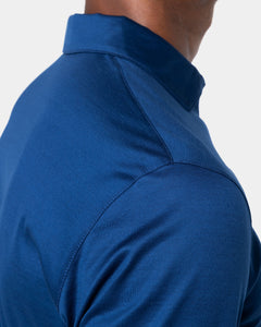 Polo mezza zip manica lunga tinta unita Blu Marino 100% Cotone egiziano | Filatori