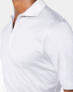 Polo mezza zip manica corta tinta unita Grigio perla 100% Cotone egiziano | Filatori