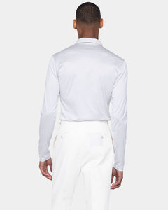 Polo mezza zip manica lunga tinta unita Grigio perla 100% Cotone egiziano | Filatori