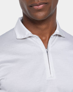 Polo mezza zip manica lunga tinta unita Grigio perla 100% Cotone egiziano | Filatori