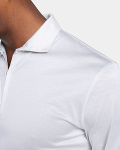 Polo mezza zip manica lunga tinta unita Grigio perla 100% Cotone egiziano | Filatori